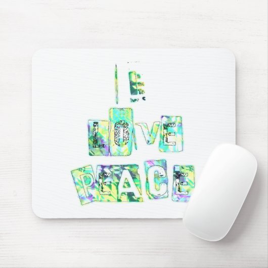 Tapis De Souris I Love Peace Beautiful Art Print Text Design (Avec souris)