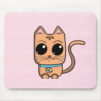 Tapis De Souris I Love You, Cute Caramel Cat Illustration Art Prin