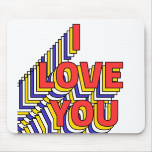 Tapis De Souris I LOVE YOU stratifié typographie rétro