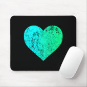 Tapis De Souris I Love You Teal Heart Distressed Valentines Day  (Avec souris)