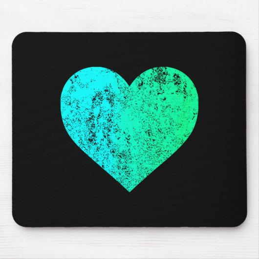 Tapis De Souris I Love You Teal Heart Distressed Valentines Day  (Devant)