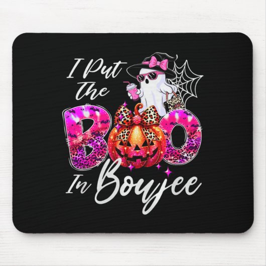 Tapis De Souris I Put The Boo In Boujee Cute Leopard Boujie Ghost (Devant)