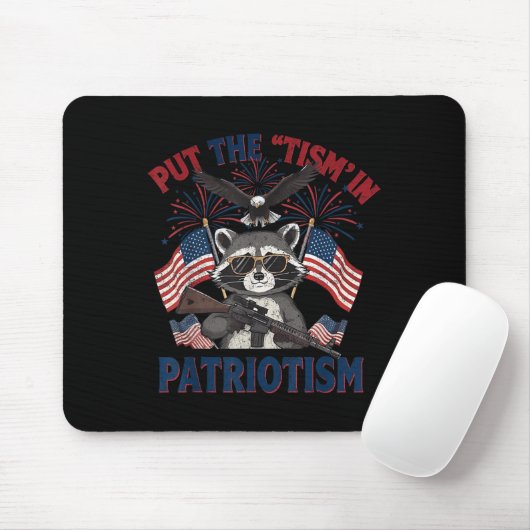 Tapis De Souris I Put The Tism In Patriotism Athletic Eagle (Avec souris)