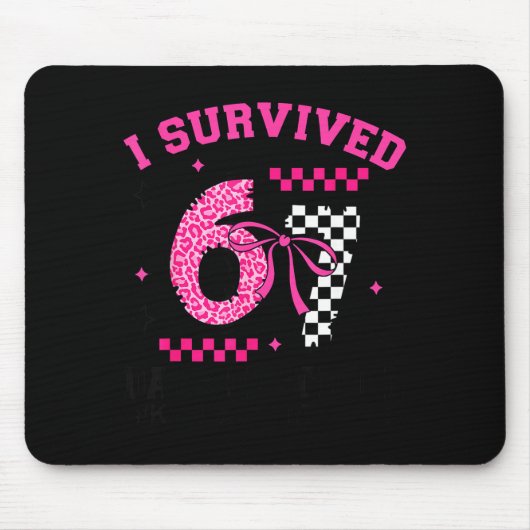 Tapis De Souris I Survived 67 Days Leopard Checkered 67 Kindergart (Devant)