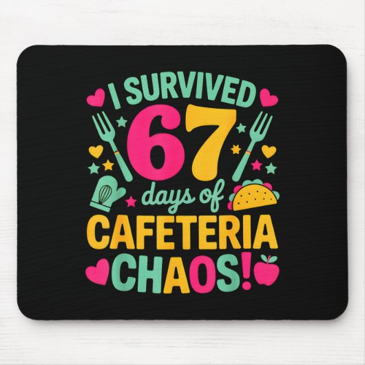 Tapis De Souris I Survived 67 Days Of Cafeteria Chaos Cute Food Lu (Devant)