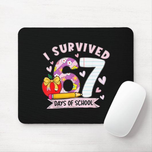 Tapis De Souris I Survived 67 Days Of School Funny Leopard Student (Avec souris)