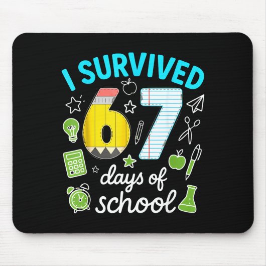 Tapis De Souris I Survived 67 Days Of School Funny Meme Teacher St (Devant)