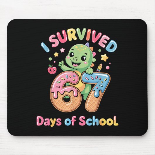 Tapis De Souris I Survived 67 Days Of School Ice Cream Drip Dino R (Devant)