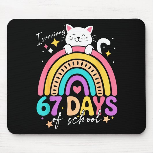 Tapis De Souris I Survived 67 Days Of School Kids Kitten Cat Cool (Devant)