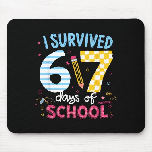 Tapis De Souris I Survived 67 Days Of School Students Teachers Six (Devant)