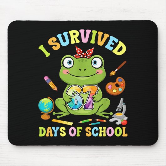 Tapis De Souris I Survived Six Seven Days Of School Cute Frog Stud (Devant)