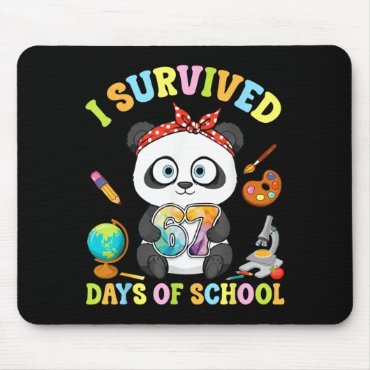Tapis De Souris I Survived Six Seven Days Of School Cute Panda Stu (Devant)