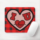 Tapis De Souris I ♥ U I Love You Buffalo Plaid Mousepad (Avec souris)