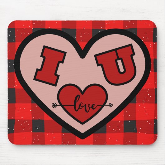 Tapis De Souris I ♥ U I Love You Buffalo Plaid Mousepad (Devant)