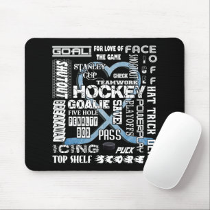 Tapis De Souris Ice Blue Heart Hockey Mots White Logo