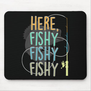 Tapis De Souris Ici Pêcheur Pêcheur Pêcheur Rod Pêche Poisson Sayi