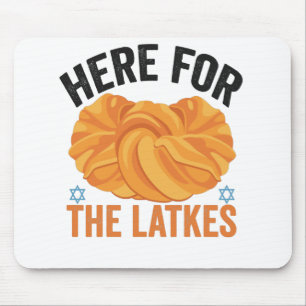 Tapis De Souris Ici pour les latkes drôle de pain juif de Hanukkah