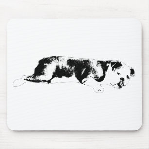 Tapis De Souris Icône de bouledogue graphique avec un espace négat