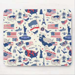 Tapis De Souris Icônes patriotiques - Statue de la Liberté, Drapea