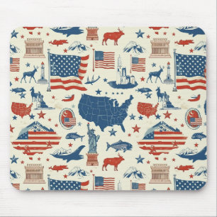 Tapis De Souris Icônes patriotiques - Statue de la Liberté, Drapea