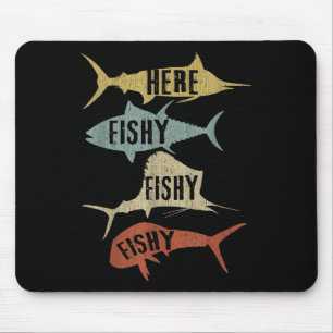 Tapis De Souris Idées Cadeaux de Pêche en Eau Salée Drôle Vintage