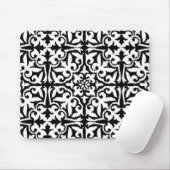 Tapis De Souris Ikat damask pattern - noir et blanc (Avec souris)