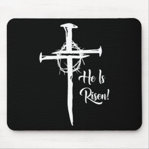 Tapis De Souris Il Est Ressuscité Croix Jésus Religieux Pâques Jou