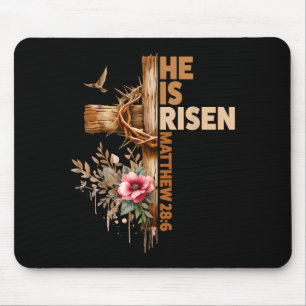 Tapis De Souris Il est ressuscité Jésus chrétien religieux Pâques
