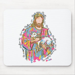 Tapis De Souris Il Est Ressuscité Jésus Et Agneau Dieu Joyeux Pâqu