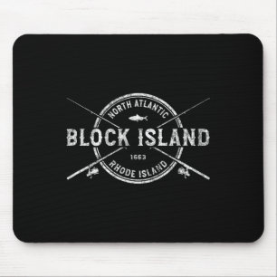 Tapis De Souris Île de Block RI Canne à pêche croisées vintage