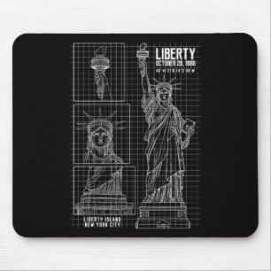 Tapis De Souris Île de la statue de la Liberté New York Diagramme 