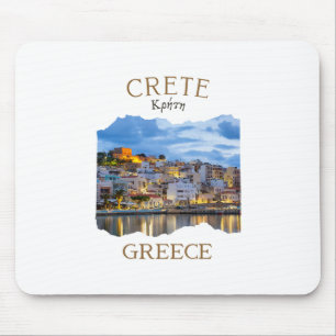 Tapis De Souris Île grecque de Crète Grèce avec la ville de Rethim