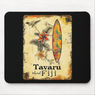 Tapis De Souris Île Tavaru Fidji Planche de surf Surfiste Plage Su