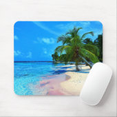 Tapis De Souris Île tropicale avec les palmiers et la plage (Avec souris)