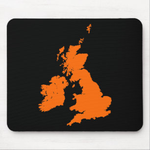 Tapis De Souris Îles britanniques - Orange sur Noir