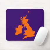 Tapis De Souris Îles britanniques - Orange sur Violet foncé (Avec souris)