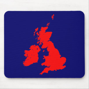 Tapis De Souris Îles britanniques - Rouge sur bleu foncé