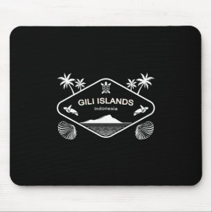 Tapis De Souris Îles Gili Indonésie Tortue de mer Palmiers Vacance