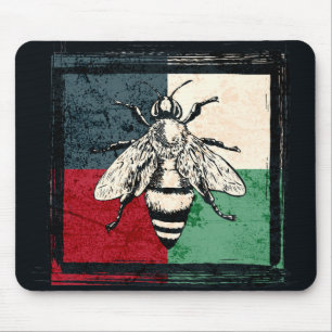 Tapis De Souris Illustration colorée de l'insecte d'abeille vintag