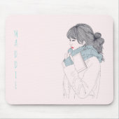 Tapis De Souris Illustration cool de la fille avec foulard (Devant)