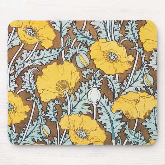 Tapis De Souris Illustration d'art de pavot à motif floral (Devant)