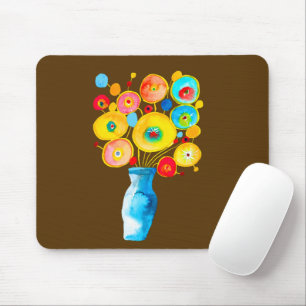Tapis De Souris Illustration d'art des fleurs funky