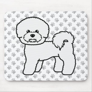 Tapis De Souris Illustration de Bichon Frise Cute Cartoon Dog