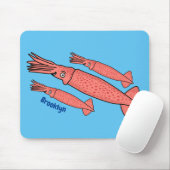 Tapis De Souris Illustration de calamar rose (Avec souris)