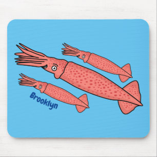 Tapis De Souris Illustration de calamar rose