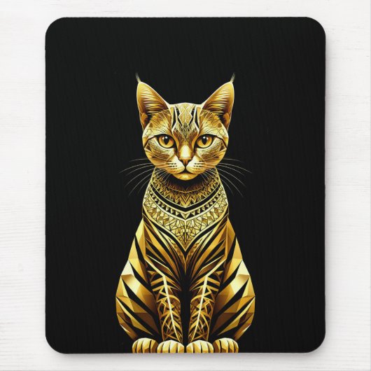 Tapis De Souris Illustration de chat doré orné (Devant)