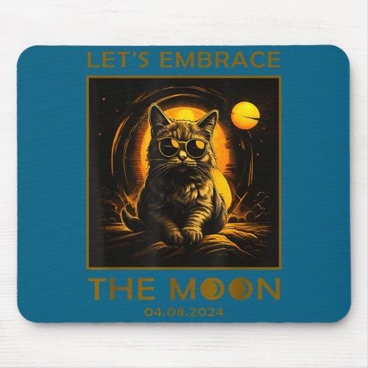 Tapis De Souris Illustration de chat embrassant une éclipse solair (Devant)