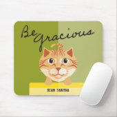 Tapis De Souris Illustration de chat simple Soyez vert Gracieux (Avec souris)