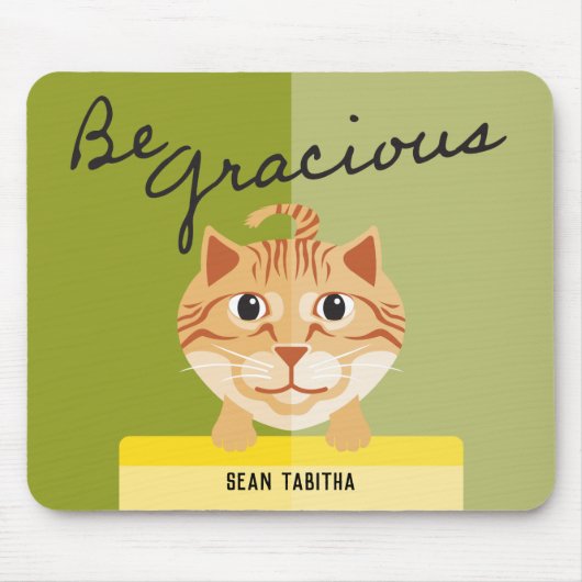 Tapis De Souris Illustration de chat simple Soyez vert Gracieux (Devant)