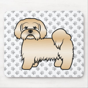 Tapis De Souris Illustration de chien de dessin animé mignon Lhasa